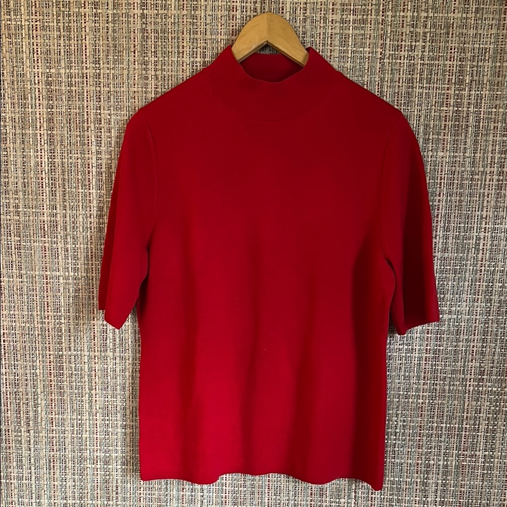 NWT Ann Taylor Red Short Sleeve Turtleneck Sweater